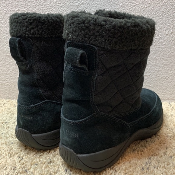 L.L. Bean Black Suede Round Toe Quilted Side Zip Boots - Picture 4 of 11